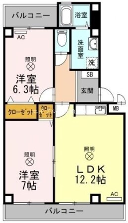 Twin Casa　Ⅱ棟の物件間取画像